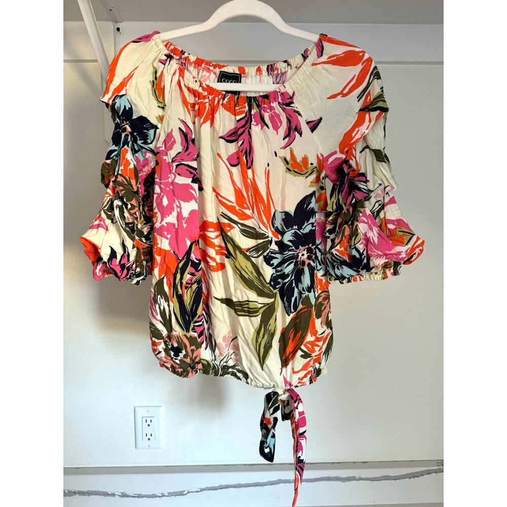 Coco Bianco Floral Blouse‎ Women's Size Small